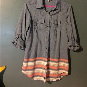 Long button down top